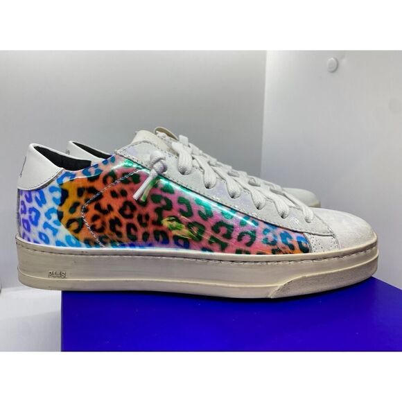 NIB Made in ITALY P448 Jack Leopard Hologram Sneakers Shoes Low Top 36 6 - Picture 1 of 11